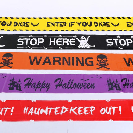 Skull Head Warning Tape Signs Halloween Decoration