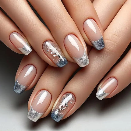 24Pcs Fashion Fake Nails Press on Long Ballet False Nails Art