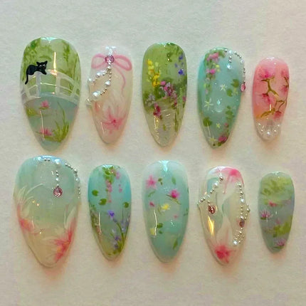 24Pcs French False Nails Almond Fake Nails