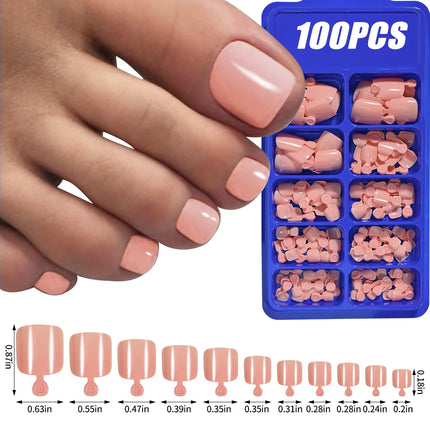 100Pcs Light Pink Press on Nails Short Medium Square