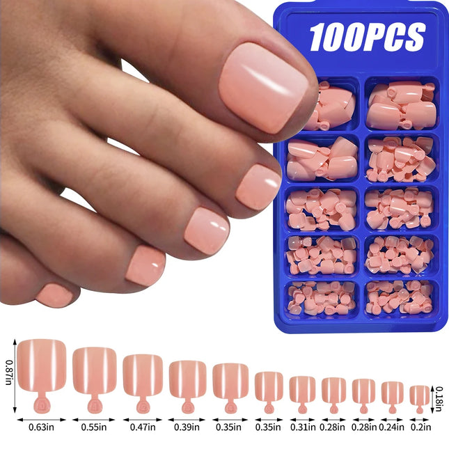 100Pcs Light Pink Press on Nails Short Medium Square