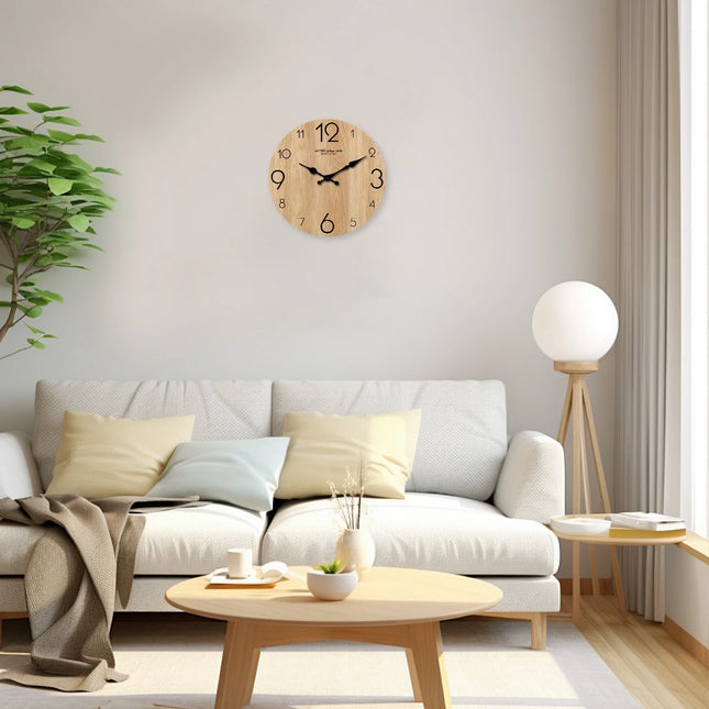Modern Imitation Wood Grain Texture Pattern Wooden Wall Clock Living Room Bedroom Kitchen Home Decoration Wall Clock Silent Quartz Clock Holiday Gift 11.2inch Inches 15.6inch Inches (Without Batteries)