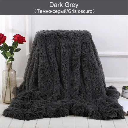 Double-sided Velvet Blanket Soft Fluffy Throw Blanket For Sofa Bed Long Plush