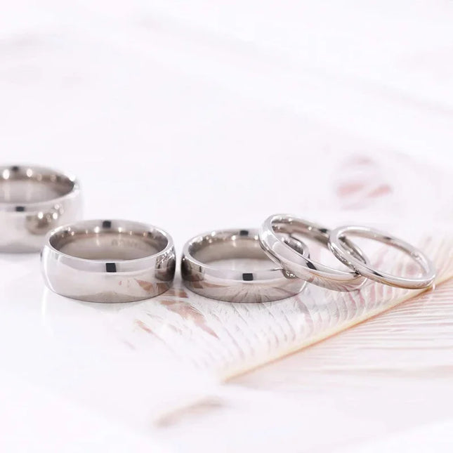 6mm Men's Titanium Ring Silver Color Polished Classic Engagement Anel Rings For Male Female Wedding Bands Never Fade