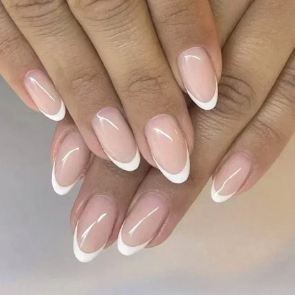 24Pcs French False Nails Almond Fake Nails
