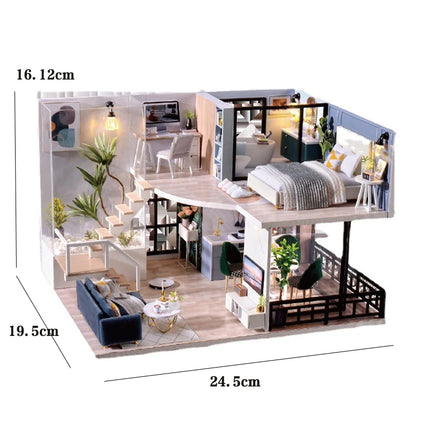 Doll House Kit 3D Wooden Mini DollHouse Assembly Building with Furniture Kit Toys Children's