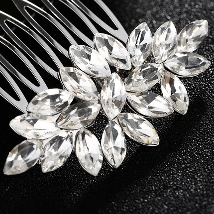 New Silver Alloy Hair Comb Handmade Pearls Rhinestones Fashion Metal Headpiece Elegant Hair Jewellery Accessory For Women