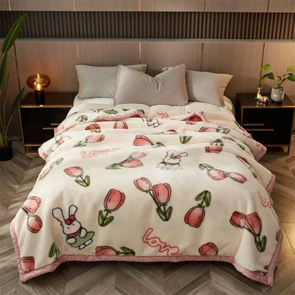 High-end Printed Warm Raschel Blankets for Winter Super Soft Warmth Weighted Blanket High-quality Antistatic Skin Friendly Duvet