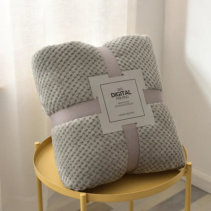 Solid Soft Warm Fleece Plaid Blankets and Bedspreads Living Room Bedroom Air