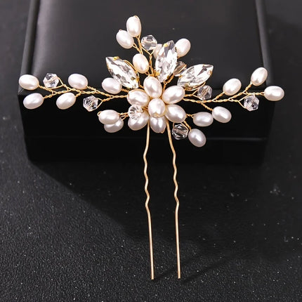 Fashion Crystal Pearl Rhinestone Hairpins Stick Hair Clip For Women Bridal Hair Accessories Party Wedding Hair Clips Jewelry