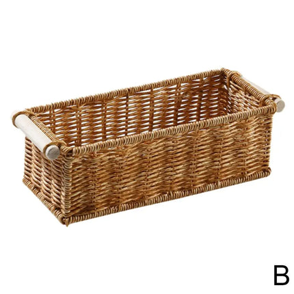 Rattan Storage Basket Wicker Storage Baskets for Shelves Desktop Wicker Baskets for Storage Woven Baskets S/M/L Sizes
