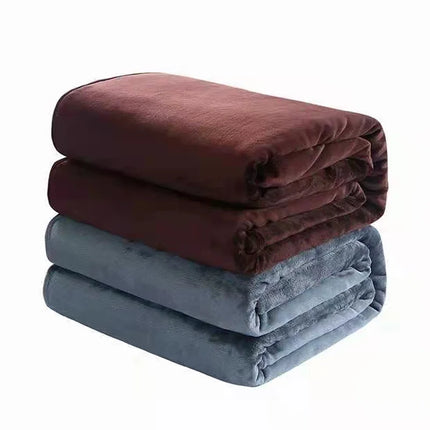 Super Soft Coral Fleece Blanket 220gsm Light Weight Solid Pink Blue