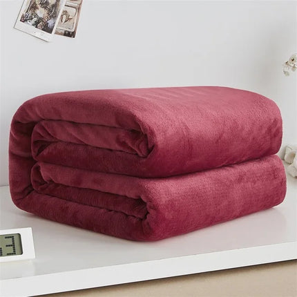 Super Soft Coral Fleece Blanket 220gsm Light Weight Solid Pink Blue