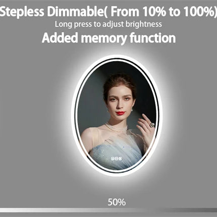 LED Lightd Bathroom Mirror Oval Illuminated Wall Vanity Mirror with Anti-Fog 3 Lighting Memory Function Backlit Makeup Mirror