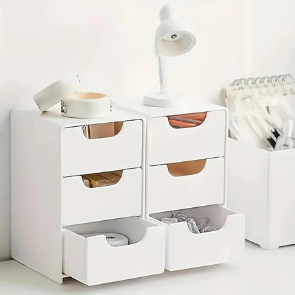Chic 3-Tier Desk Organizer with Drawers - Ideal for Office Supplies, Jewelry & Cosmetics Storage - Portable Divider Box