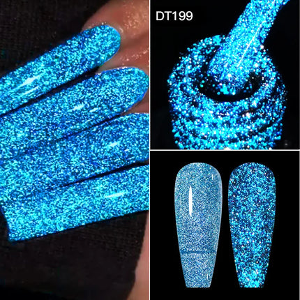 MEET ACROSS Sparkling Rose Pink Reflective Glitter Gel Nail Polish