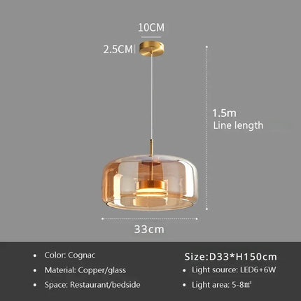 Cognac&Smoky Gray Glass Chandelier Pendant Lights For Dining Room Kitchen Hanging Lamp Nordic Led Pendant Lamp Table Resturant
