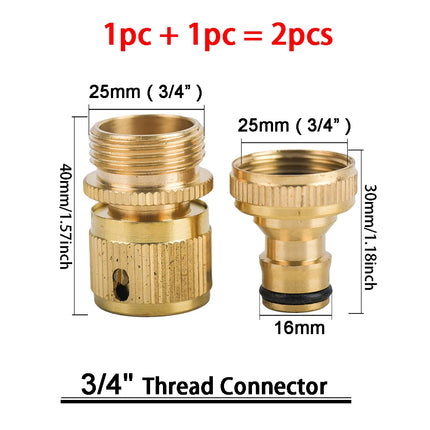 1Sets Garden Hose Quick Connect Water Hose Fitting, 3/4 Inch 1/2 Inch Brass BSP Female
