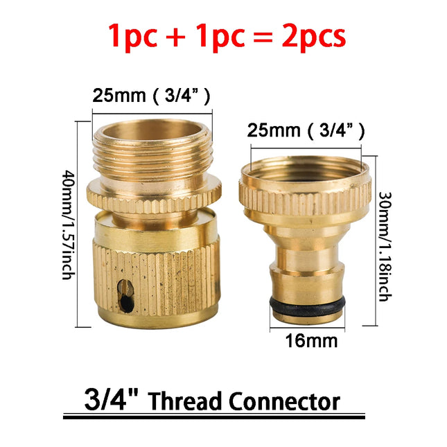 1Sets Garden Hose Quick Connect Water Hose Fitting, 3/4 Inch 1/2 Inch Brass BSP Female