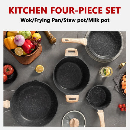 8Pcs Pots and Pans Set Non Stick Kitchen Cookware Nonstick Granite Cooking Sets