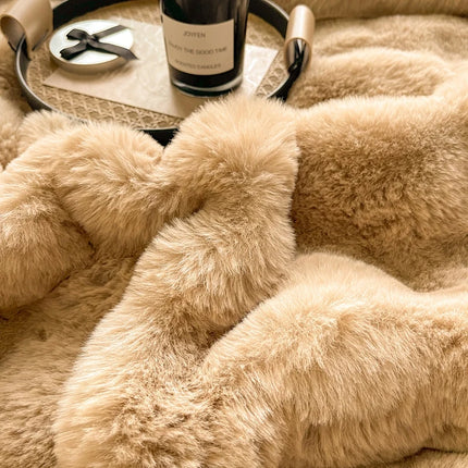 Luxury Premium Imitating Rabbit Fur Blanket Double-sided Plush Thickened
