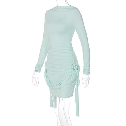 Dulzura Women 2024 Autumn Winter Long Sleeve Party Club Streetwear Bodycon Short Mini Dress Wholesale Items For Business 412422G