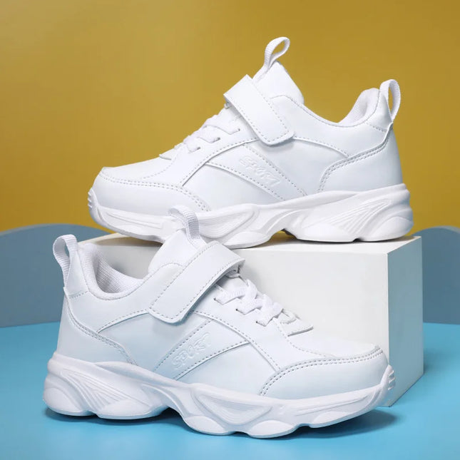 Children Shoes Kids Casual Sneakers Black Pu Leather Sports Shoes