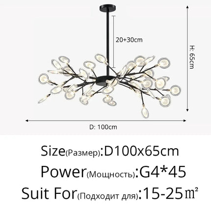 Modern Firefly LED Chandelier Black Gold For Living Room Bedroom Hall Home Decor Indoor Lighting Minimalist Ceiling Pendant Lamp