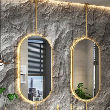 Ceiling Oval Hanging Mirror Modern Simple Home Decoration Bathroom Vanity Mirror LED Lighting Hd Cosmetic Mirror Size60x90cm