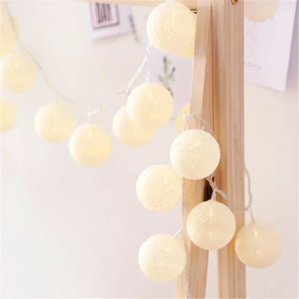 LED Cotton Balls String Lights Battery or USB Powered Fairy Garland Lighting Strings Christmas Holiday Wedding Party Decoration