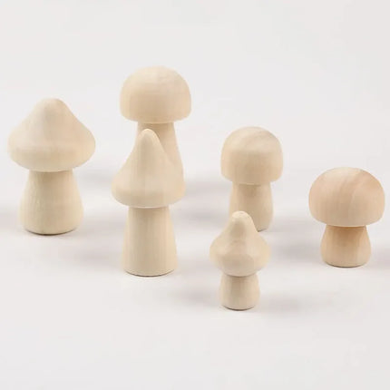 Miniature Wooden Mushroom Scale Model Ornaments Mini Wood Mushroom