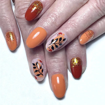 24Pcs Short Almond Press-On Nails Pink Floral French Tip Glossy&Elegant Full Cover
