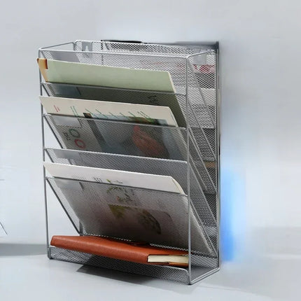 Versatile A4 Wall-Mounted File Box & Magazine Rack - Stylish Bookshelf for Home & Office Storage