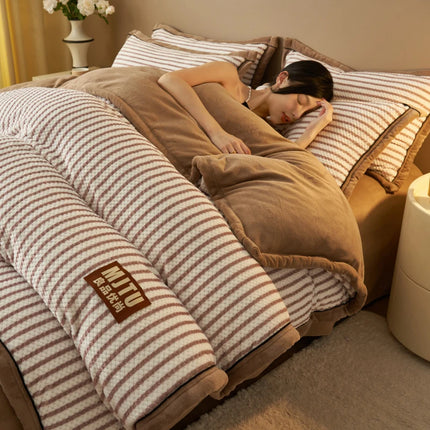 Winter quilts milk fleece cotton bedding thickened blanket warm dormitory single