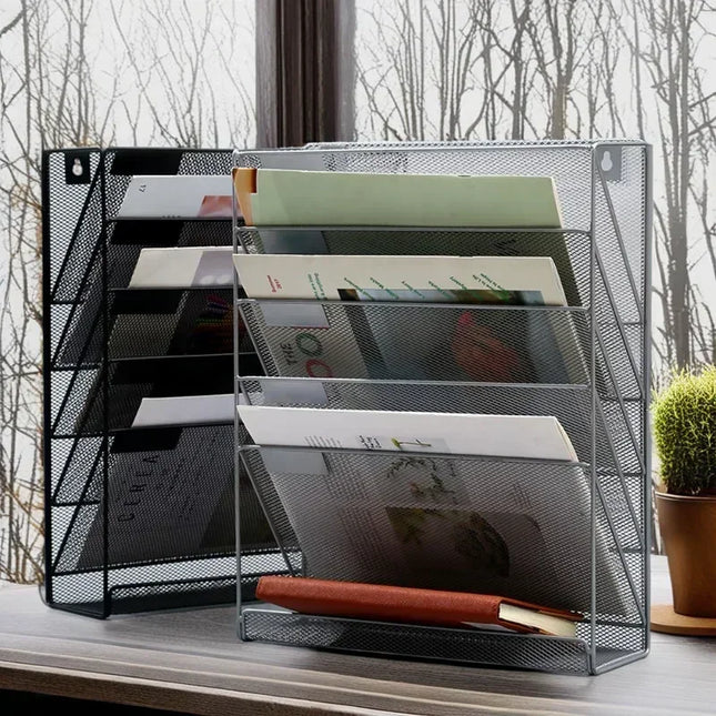 Versatile A4 Wall-Mounted File Box & Magazine Rack - Stylish Bookshelf for Home & Office Storage