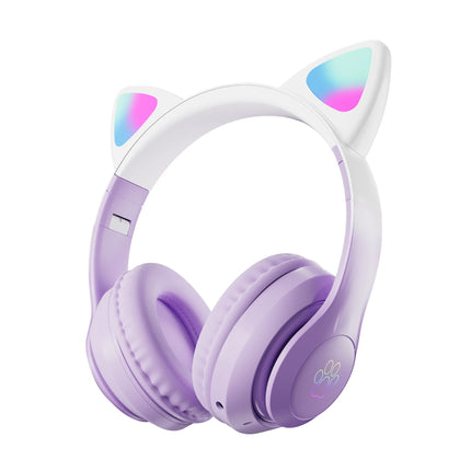 Wireless Headphones RGB Cute Cat Girls Kids Gift Headset with Microphone Stereo Music Gaming