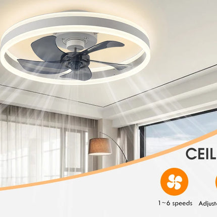 Led Ceiling Fan Without Lights DC Motor 6 Speeds Timing Fans 50CM Low Floor Loft Remote Control Lux&vitae Fan With Lights