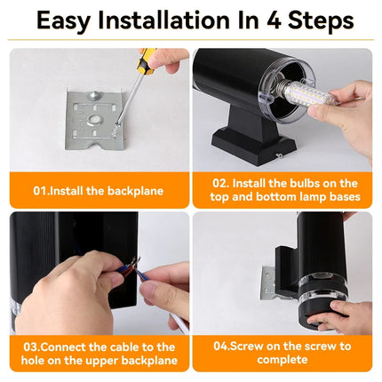 LED Outdoor Wall Lights E27 Up Down Exterior Wall Sconce IP65 Waterproof Led Sconce Lamp for Porch Front Door Garden Wall Lamp