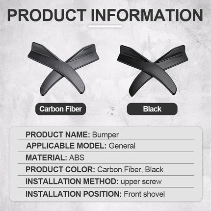 1 Pair Universal Black/Car Carbon Fiber Screen Car Bumper Spoiler Front Lip Anti-Collision For BMW Mercedes-Benz Toyota Audi