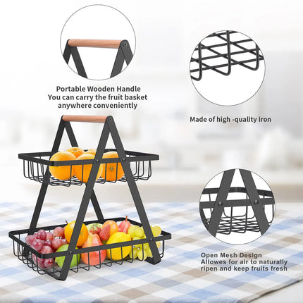 3 Tier Countertop Fruit Basket,Portable Fruit Bowle Basket Kitchen Organizer Storage & Dining Room Fruits Vegetable Bread Snacks