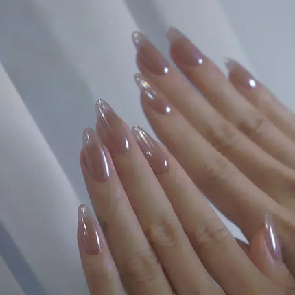 24Pcs French False Nails Almond Fake Nails