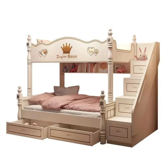 Luxury Castle Princess Children Colourful Bunk Beds Kids' Beds Girl Bunk Bed Furniture Sets For Girls Hello Kitty With Slide