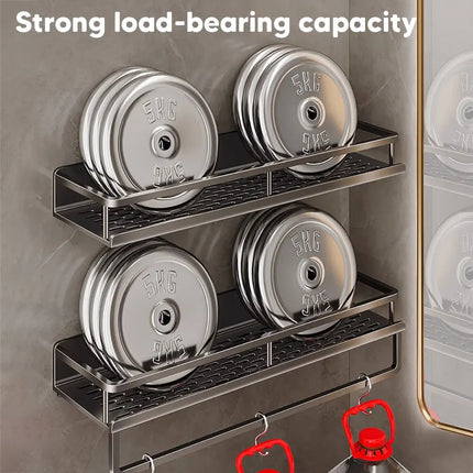 Aluminum Shower Organiser Bathroom Shelf Without Drilling Gray Wall Toilet Storage Shelf Shampoo