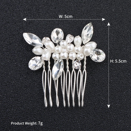 New Silver Alloy Hair Comb Handmade Pearls Rhinestones Fashion Metal Headpiece Elegant Hair Jewellery Accessory For Women