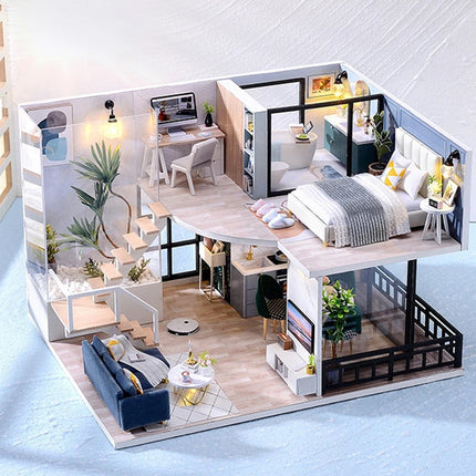 Doll House Kit 3D Wooden Mini DollHouse Assembly Building with Furniture Kit Toys Children's