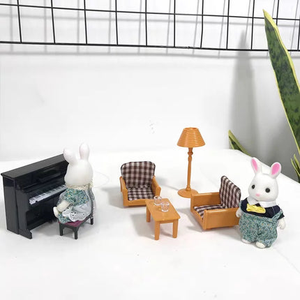 Forest Home Animal Family Mini Rabbit Villa Living Room Kitchen Bedroom Garden