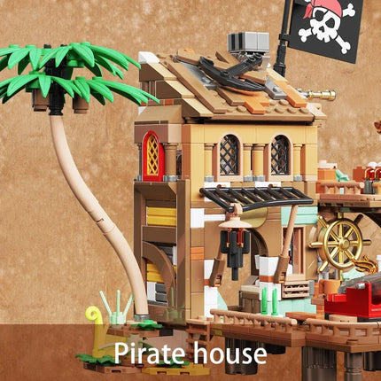 Pirate Ship Building Toys, Pirate Wharf Themed City Store Building Bricks Sets for