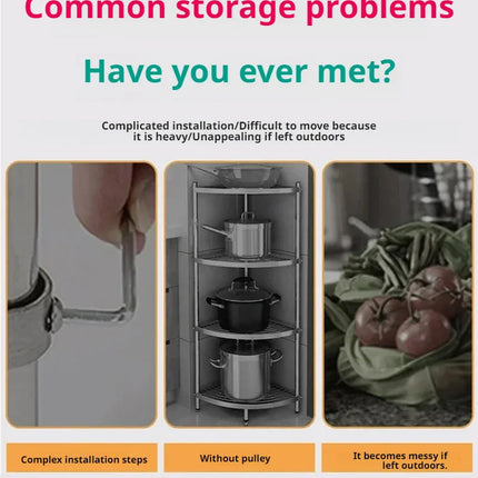 Household Floor Standing MultiLayer Storage Rack Removable Rotating Storage Cabinet Kitchen Vegetable Fruit Basket with Wheel