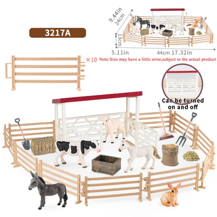 Farm Stable House Horseman Farmer Poultry Horse Animals Figurine Cute Kids Toy Gift