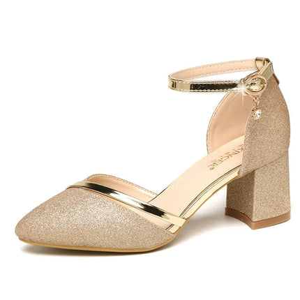 Cresfimix bridal sexy wedding silver square heel shoes women cute sweet golden high quality spring & summer heel shoes ab64